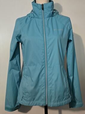 Columbia Switchback III Rain Jacket Turquoise Sz S Packable Hood Windbreaker